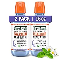 TheraBreath Overnight Mouthwash, Fights Bad Breath for 12 Hours, Chamomile Mint Flavor, Dentist Formulated, Fluoride Rinse, Alcohol Free, 16 fl oz (Pack of 2)