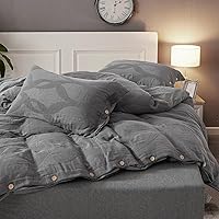 Ivellow 100% Cotton Duvet Cover Queen Waffle Duvet Cover Set Textured Grey Duvet Cover Queen Size Cozy Soft Breathable Skin-Friendly Luxury Queen Duvet Cover Bedding Set for All Season 90