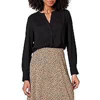 Amazon Essentials Women's Georgette Long Sleeve Relaxed-Fit Popover Blouse