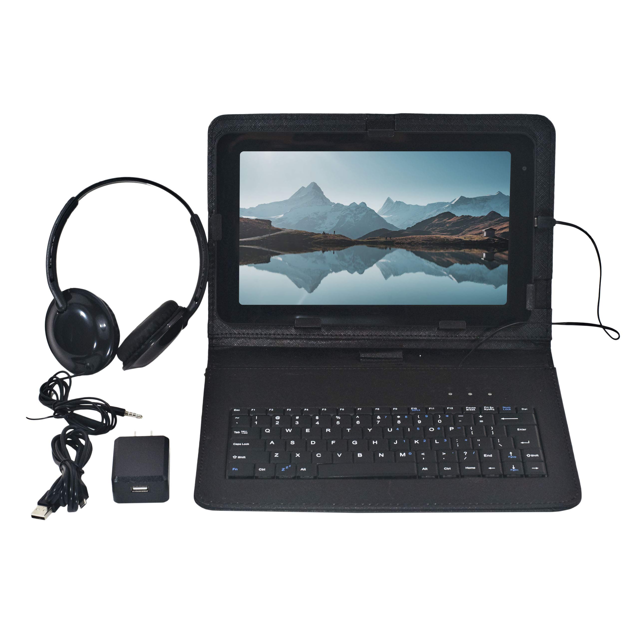 Craig CMP840 BUN-BK-HD Quad Core 10.1 in. Tablet with Keyboard Case and Headphones in Black