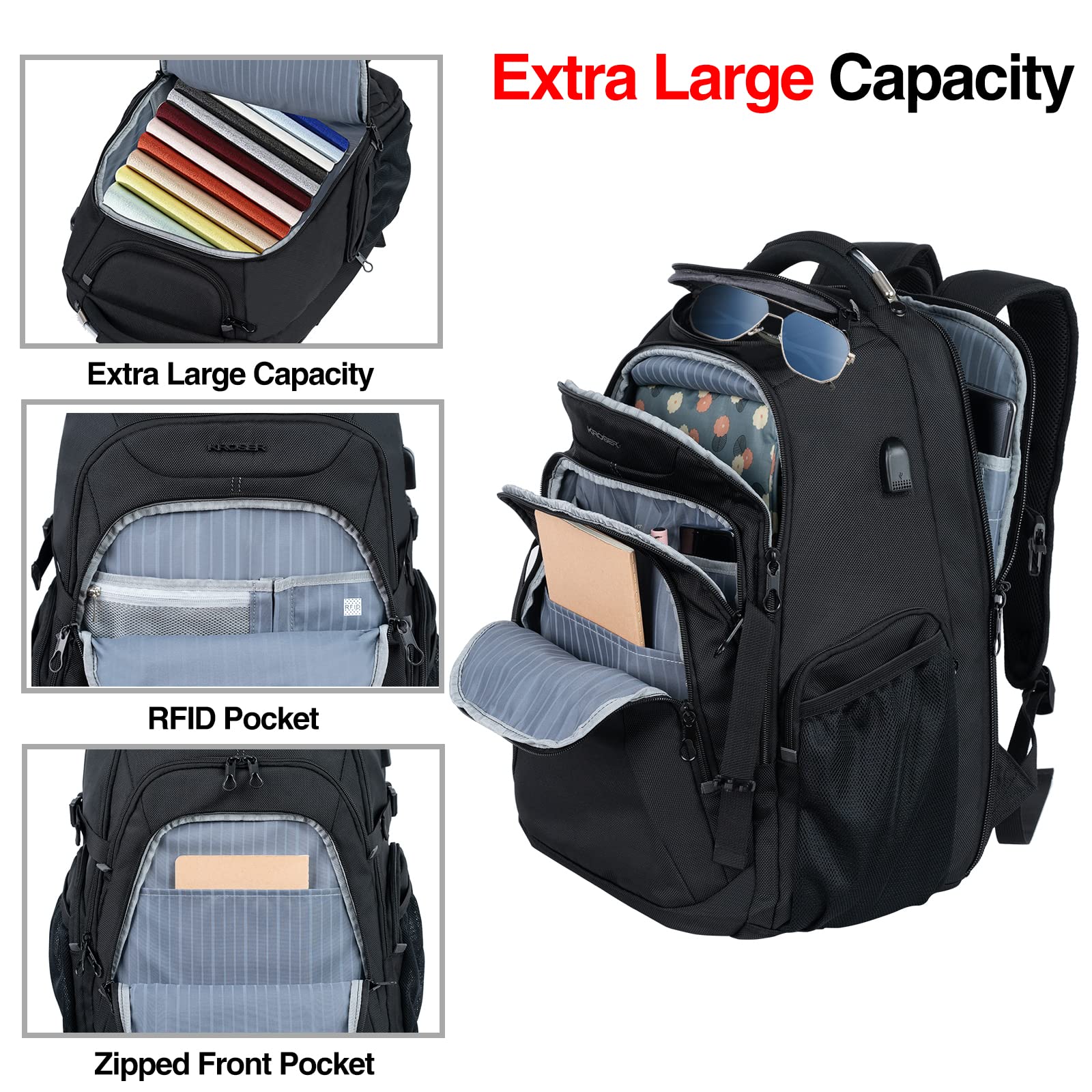 KROSER DIAPER BAG BACKPACK WITH CURTAIN, CHANGING PAD, CONVENIENT FOR