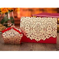 50pcs Elegant Laser Cut Wedding Invitations Cards with Envelopes and Stickers (Invitations+Boxes)