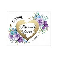 Personalized Bridesmaid Proposal Scratch Off Card, Purple, Lavender and Teal Will you be my bridesmaid card, Custom Maid of Honor, Matron of Honor, Flower Girl Proposal cards (Purple)