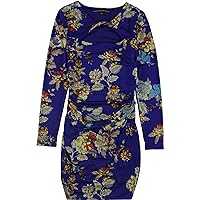 GUESS Women's Long Sleeve Joslyn Dress Dress, Dahlia Moss Blue iris Multi, XS