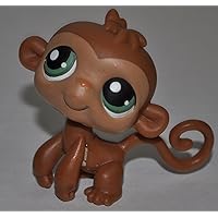 Monkey #57 (Brown, Green Eyed) Littlest Pet Shop (Retired) Collector Toy - LPS Collectible Replacement Single Figure - Loose (OOP Out of Package & Print)