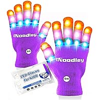 The Noodley LED Light Up Gloves for Kids Toys Games Outdoor Boy Girl Glow Dark Costume Autistic Child Teen Adult Sizes