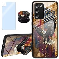 Galaxy A02S Case with Screen Protector + Kickstand Flag Eagle Theme Design, Phone Case for Samsung Galaxy A02s Case Shockproof Anti-Slip Full Protection Cover