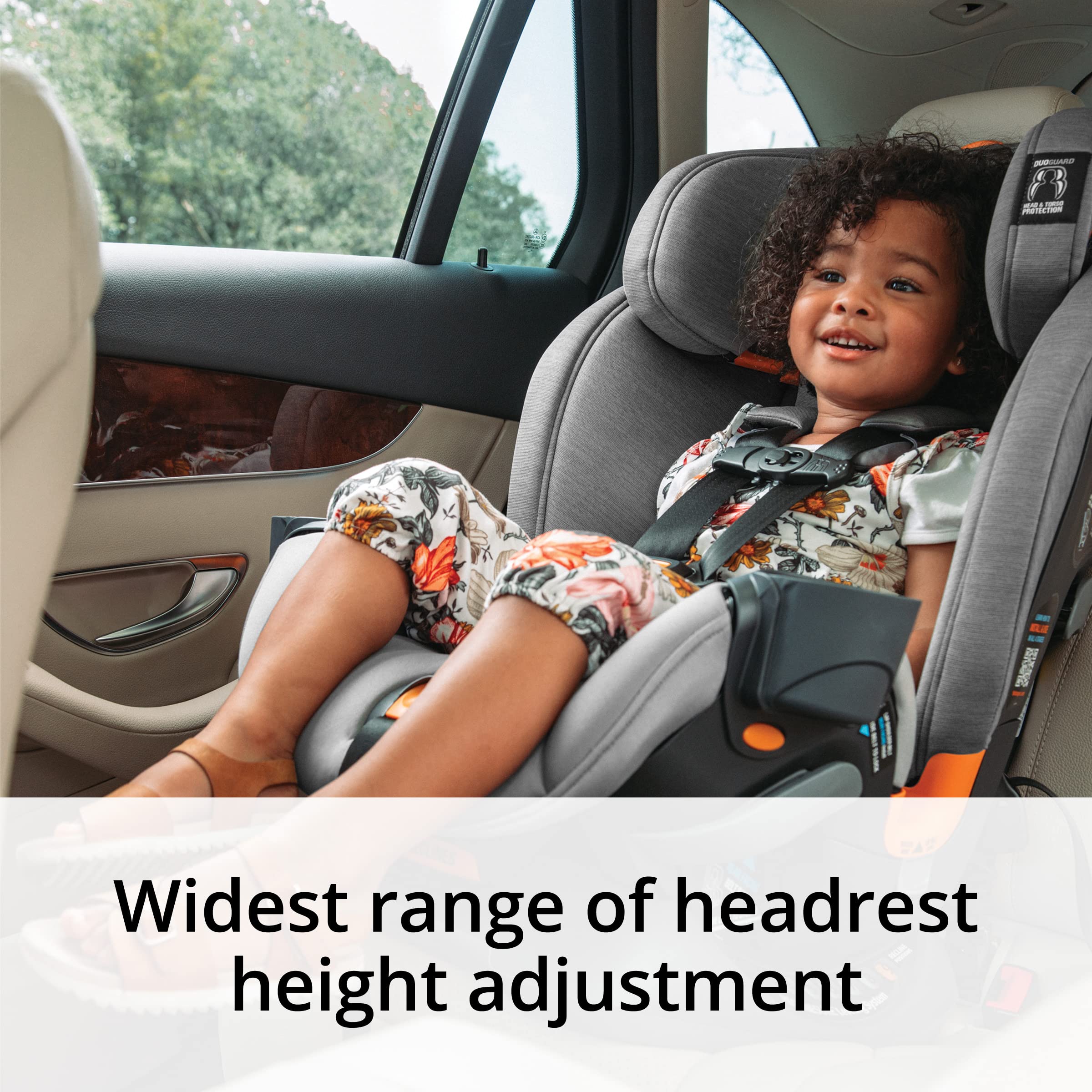 Chicco OneFit ClearTex Slim All-in-One Car Seat, Rear-Facing Seat for Infants 5-40 lbs., Forward-Facing Car Seat 25-65 lbs., Booster 40-100 lbs., Convertible Car Seat | Slate/Grey