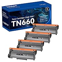 TN660 Toner Cartridge High Yield Replacement Compatible for Brother TN 660 TN-660 TN630 to use with HL-L2380DW HL-L2360DW MFC-L2700DW MFC-L2740DW HL-L2340DW DCP-L2540DW Printer (Black, 4 Pack)
