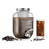 1 Gallon Glass Coffee Maker - Wide-Mouth Authentic Mason Jar, Cold Brew Coffee Maker with Stainless Tap and Spigot Metal Lid Filters, 100% Leak-proof and Drip-free
