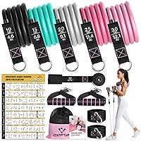 Resistance Bands with Handles for Women, 5 Level Exercise Bands Workout Bands for Physical Therapy, Yoga, Pilates, Door Anchor, Storage Pouch