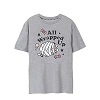 Pusheen Womens Grey Short-Sleeved T-Shirt | All Wrapped Up - A Halloween Boo-Tiful Tee | Get Spooked