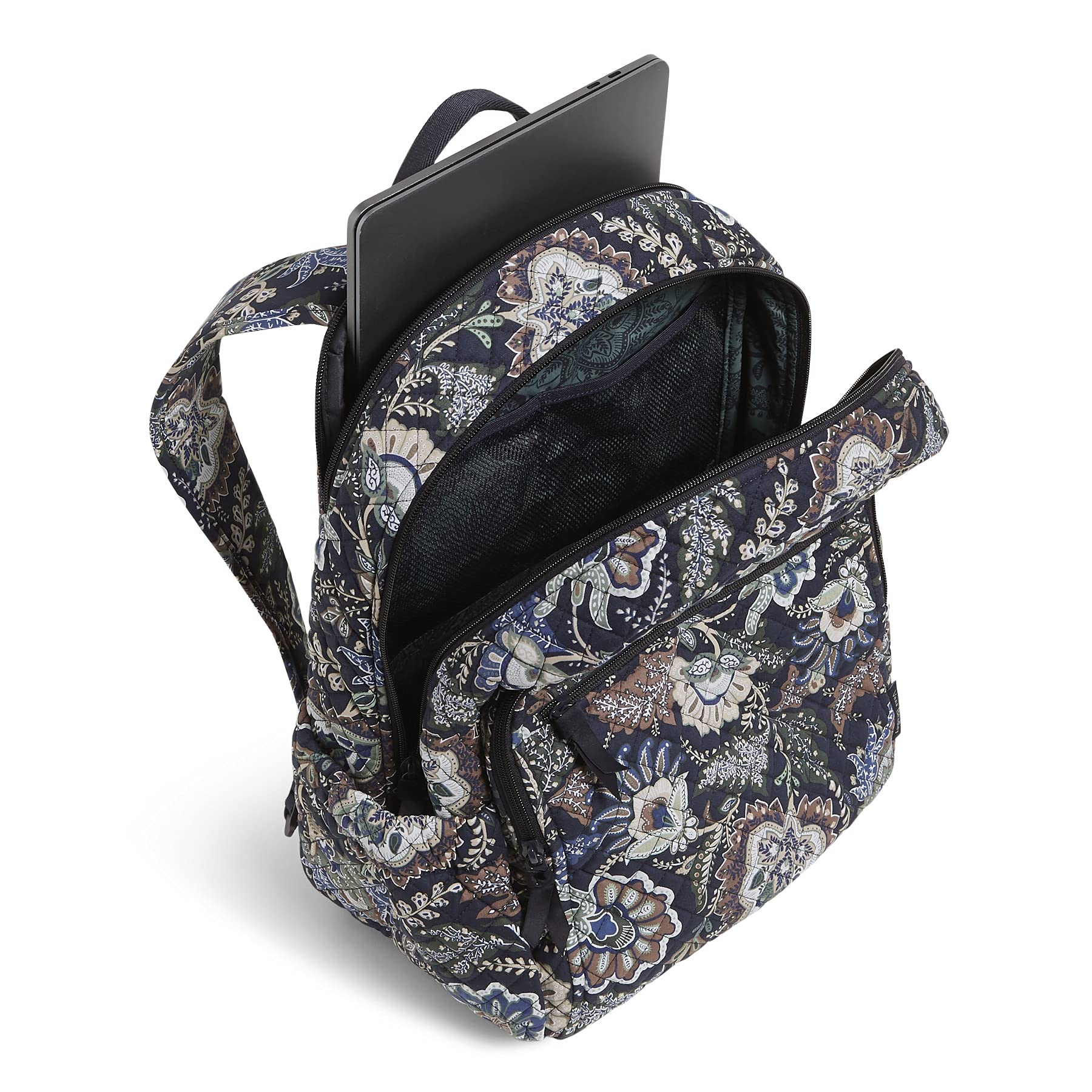 Vera Bradley Women's Cotton Campus Backpack, Java Navy Camo - Recycled Cotton, One Size
