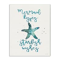 Stupell Home Décor Mermaid Kisses Starfish Wishes Wall Plaque Art, 10 x 0.5 x 15, Proudly Made in USA