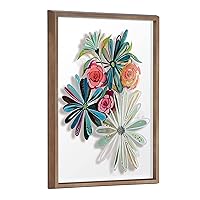 Kate and Laurel Blake Flowers on Glass 2 Whole Flowers Framed Printed Glass Wall Art by Jessi Raulet of Ettavee, 18x24 Gold, Beautiful Modern Glass Wall Art For Home
