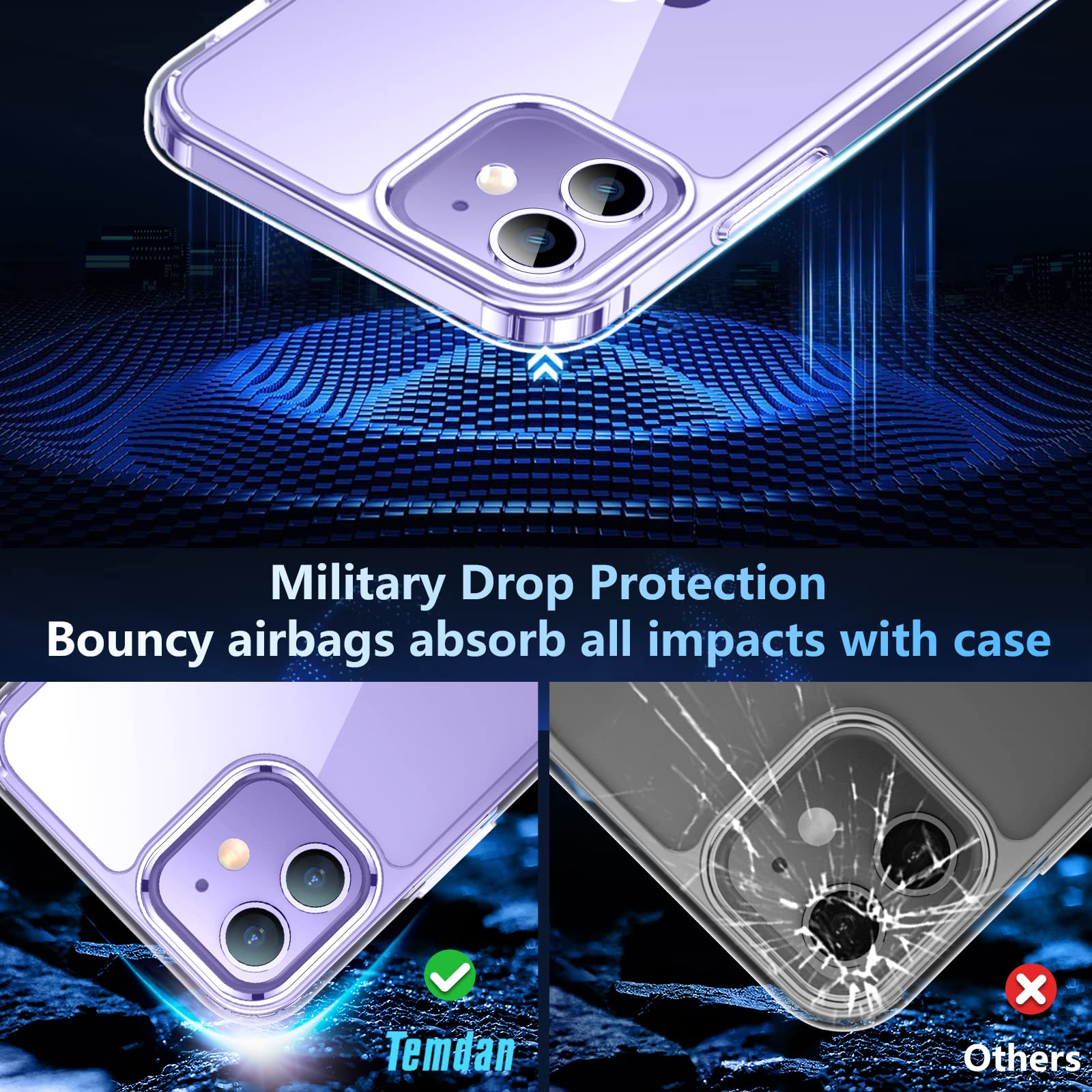 Temdan Slim Case Designed for iPhone 12 Case/Designed for iPhone 12 Pro Case -Transparent