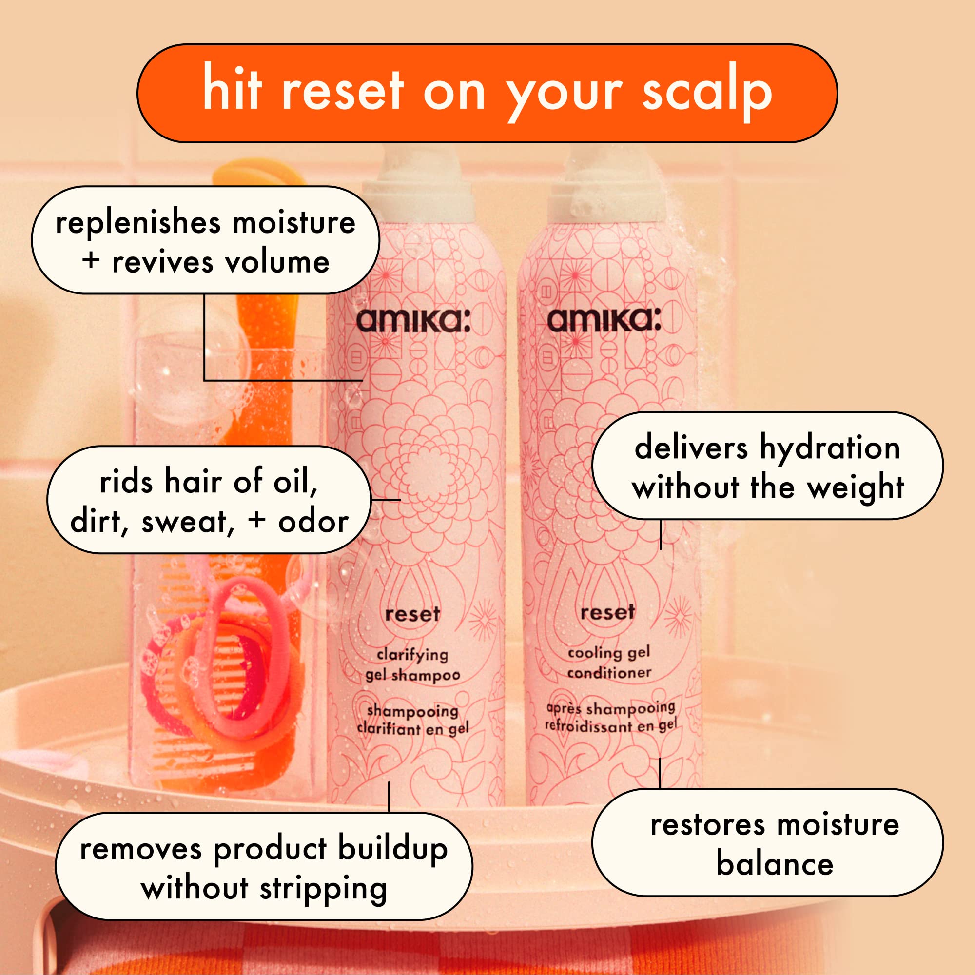 reset clarifying gel shampoo, 200ml | amika