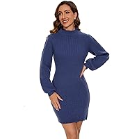 Ever-Pretty Women's Slim Long Lantern Sleeve Winter Knit Pullover Sweater Dresses 40395