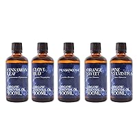 Mystic Moments | Essential Oil Starter Pack - Organic Christmas Oils - 5 x 100ml - 100% Pure