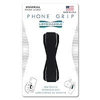 LOVEHANDLE Phone Grip for Most Smartphones and Mini Tablets, Black Elastic Strap with Black Base, LH-01Black