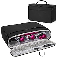 Travel Storage Bag Compatible with Dyson Airwrap Styler, Portable Travel Organizer with Hanging Hook, for Hair Curler and Attachment(Black)