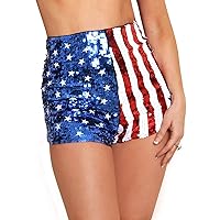 Arsimus USA Patriotic Star & Stripes Sequins Shorts