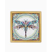 Mandala Dragonfly CS537-1 - Counted Cross Stitch KIT#2. Set of Threads, Needles, AIDA Fabric, Needle Threader, Embroidery Clippers and Printed Color Pattern Inside.