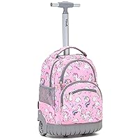 Rolling Backpack for Boys Wheeled Girls Cute Laptop Backpack for School Travel Trip Bag with Large Space 16 Inches Backpack for Child, Unicorn