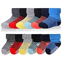 Baby Wool Floor Socks Soft Winter Warm Thick Non slip Toddler Boys Girls Crew Neck Socks 6 pairs