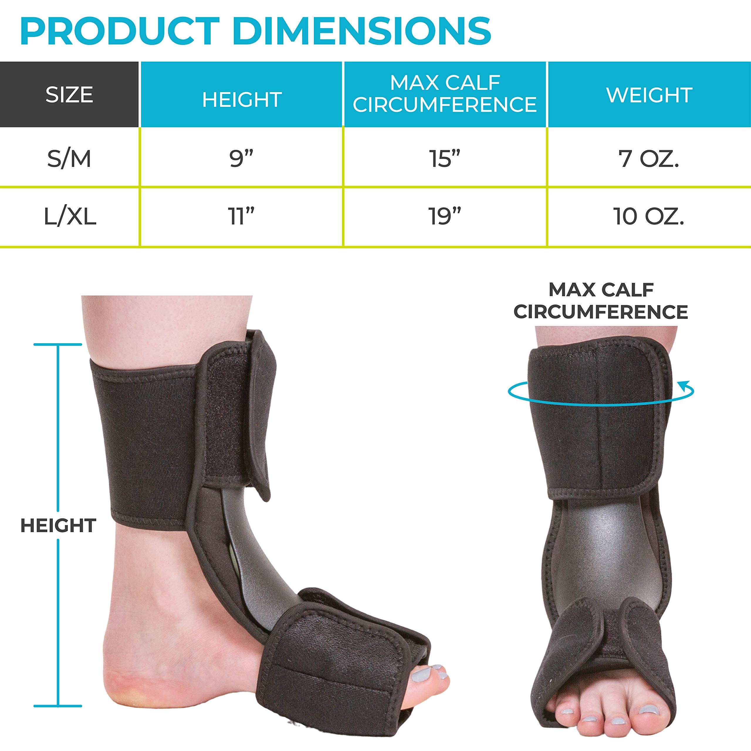 BraceAbility Dorsal Night Splint | Plantar Fasciitis Pain Relief, Foot Drop Brace for Sleeping, and Achilles Tendon Stretcher Boot for Nighttime Ankle Dorsiflexion (L/XL)