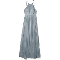Jenny Yoo Women's Helena High Neckline Tulle Long Gown, Mayan Blue, 12