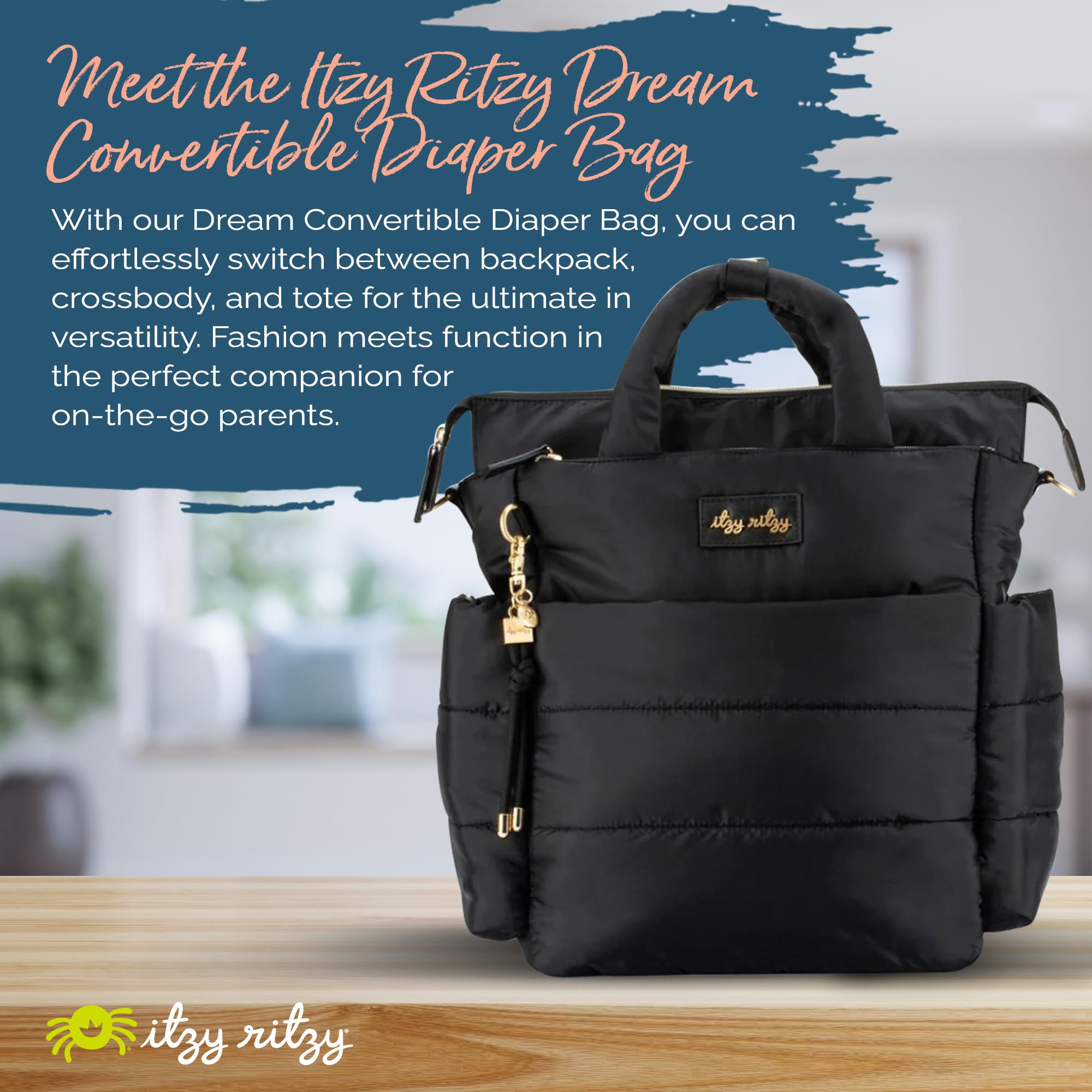 Itzy Ritzy Dream Convertible Diaper Bag Tote Backpack - Baby Diaper Bag - 14 Pockets Including 2 Ins & Dream Weekender Travel Bag - Lightweight Overnight