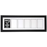 [8x26bk-w] 6 Opening Glass Face Black Picture Frame Holds 4x6 Media with White Collage Mat