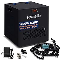 SereneLife Cold Plunge Chiller System - 1/2 HP 1200w, 132 Gal Max Volume Ice Bath Water Chiller with Quiet Design Cooling Refrigeration Compressor
