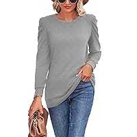 Puffed Casual Shirts for Women Trendy – Soft Stylish Womens Fashion Top | [40179045] Gray Puff,XL