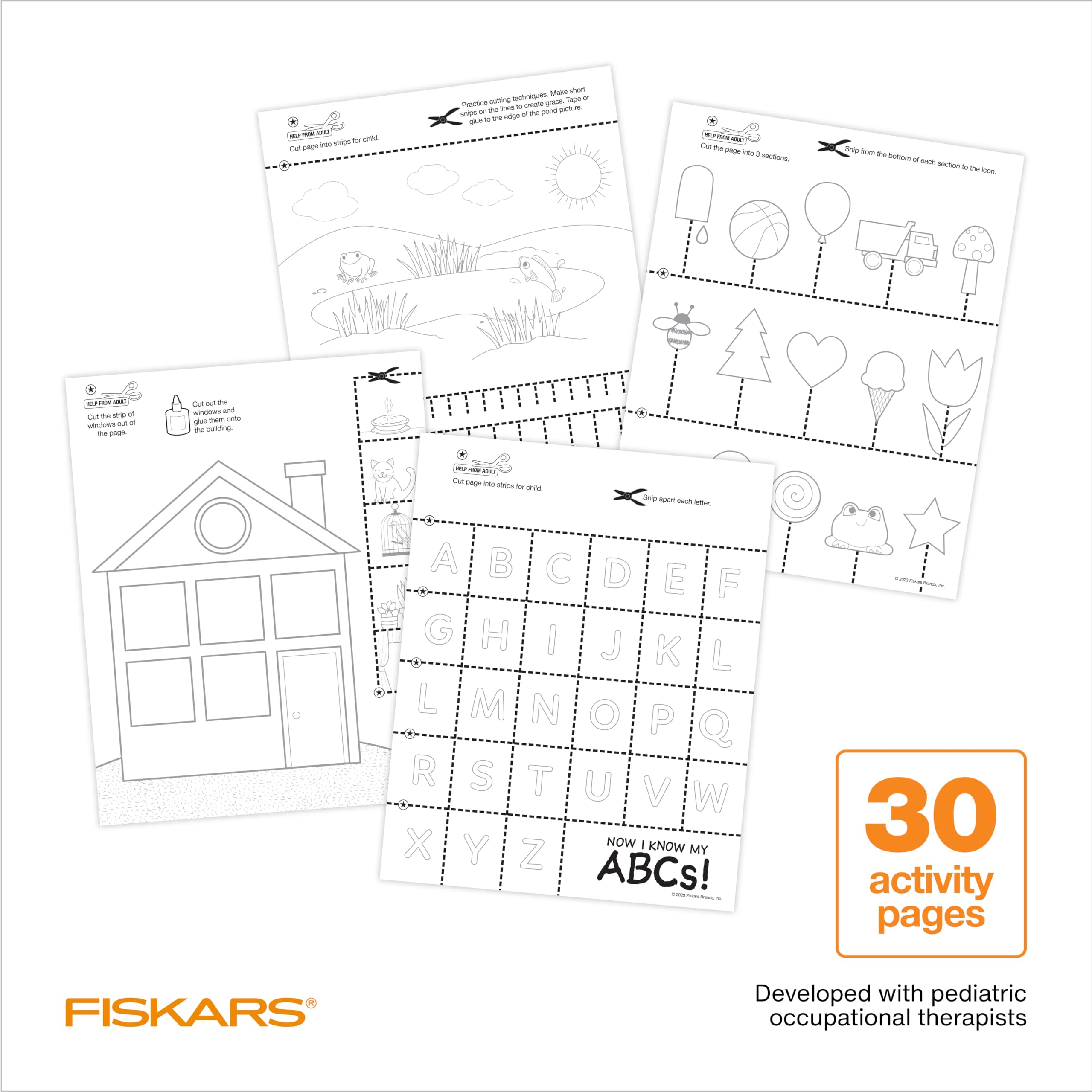 Fiskars Cut & Learn Kids Activity Book with Starter Scissors - Gifts for Kids - Ages 2+