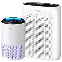 AROEVE Air Purifer (MK01-White) and Air Purifiers For Home Large Room (MKD05-White) with Automatic Air Detection True H13 HEPA Filter Dust, Pet Dander, Pollen for Home