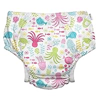 i play. by green sprouts Reusable, Eco Snap Swim Diaper with Gussets, UPF 50, Patented Design, STANDARD 100 by OEKO-TEX Certified - White Sea Pals, 3T