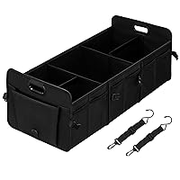 Car Trunk Organizer, Multi Compartments Collapsible Trunk Storage, Anti-slip, Waterproof 600D Oxford Polyester, with Adjustable Straps for SUV, Minivan, Truck, Large Size, Black
