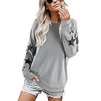 Blooming Jelly Womens Knit Pullover Sweaters Crewneck Long Sleeve Star Print Lightweight Cute Top