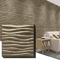 Art3d PVC Wave Panels for Interior Wall Decor, Antique Gold Textured 3D Wall Tiles, 19.7