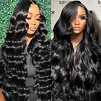 A8 30 inch Lace Front Wig Human Hair Body Wave HD Lace Frontal 13x4 180 Density Glueless Wigs Human Hair Pre Plucked with Baby Hair for Women Natural Black