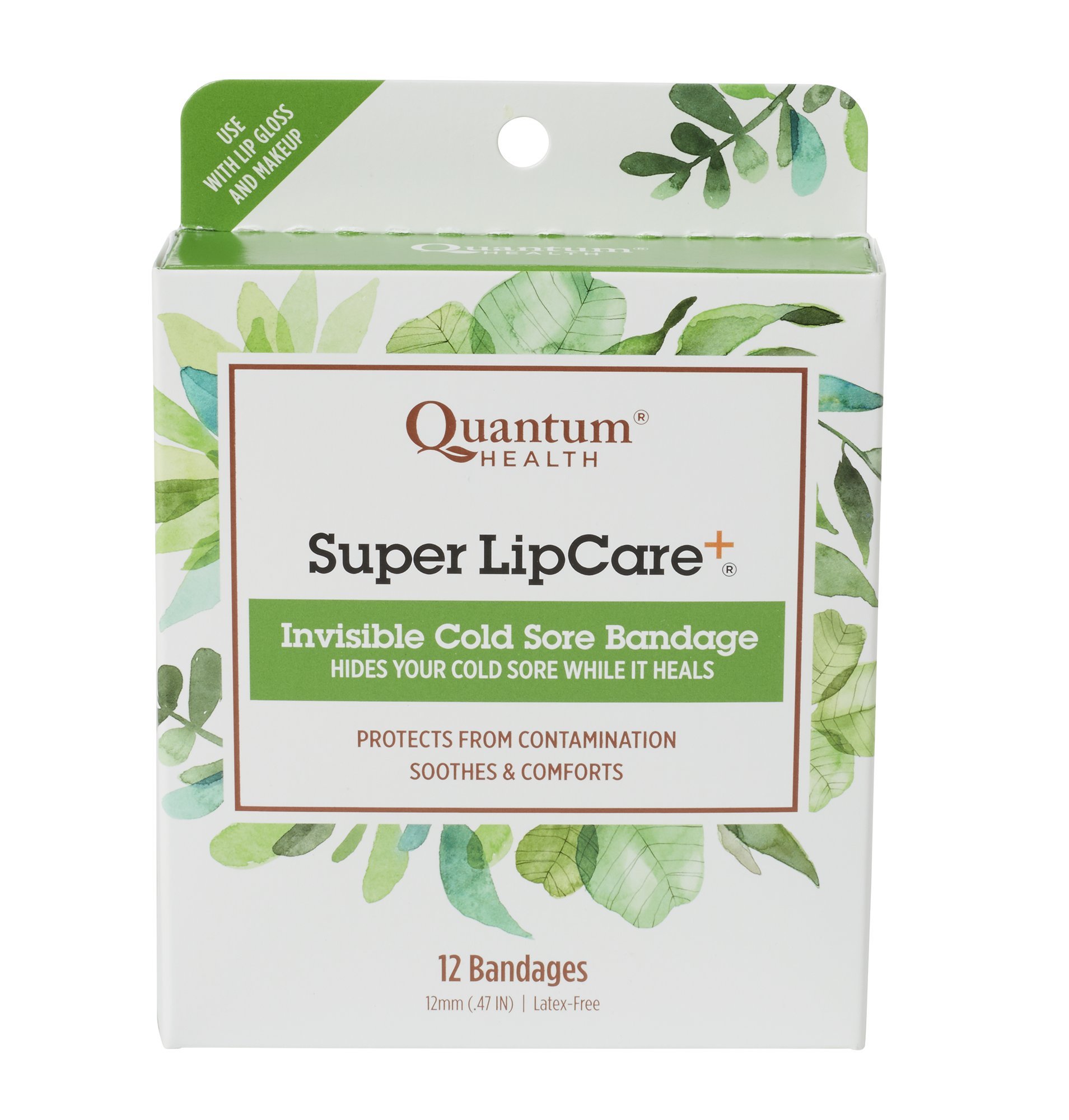 Quantum Health Super LipCare+ Invisible Cold Sore/Fever Blister Bandages - Soothes and Protects, Helps Prevent Contamination and Hide Sores, 12 Ct