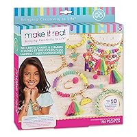 Neo-Brite Chains & Charms Kit - Create 10 Unique Cord & Tassel Charm Bracelets, 195 Pieces, Includes Play Tray,DIY Playful Charm & Jewelry Kit, Tweens & Girls, Arts & Crafts, Ages 8+