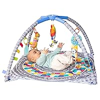 Infantino 4-in-1 Twist & Fold Musical Mobile Gym - Includes Linkable Toys, Repositionable Mirror, Feather Teether, On-The-Go Activities, Boho Styled Play Mat for Infants and Toddlers 0M+