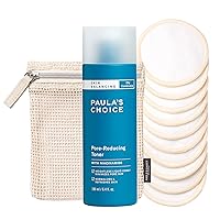 Paula’s Choice Skin Balancing Pore-Reducing Toner & Reusable Cotton/Bamboo Pads Duo, for Toner, Exfoliants & Makeup Remover, Eco-Friendly, Fragrance-Free & Paraben-Free, Set of 2