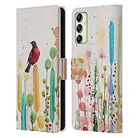 Head Case Designs Officially Licensed Sylvie Demers Scarlet Birds 3 Leather Book Wallet Case Cover Compatible with Samsung Galaxy A14 / 5G