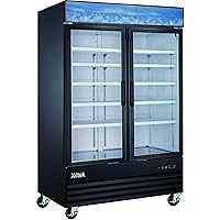 Xiltek Large Capacity Glass Front Double Door Display Cooler - Merchandiser Refrigerator- 45 Cu Ft