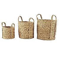 Deco 79 Seagrass Handmade Woven Storage Basket with Handles, Set of 3 20