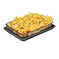 Crisper Tray - 2-Piece Set – Gray Marble, Non-Stick Basket Design for Healthier Cooking in Regular Ovens - Achieve Perfectly Crispy Chips, Bacon and More